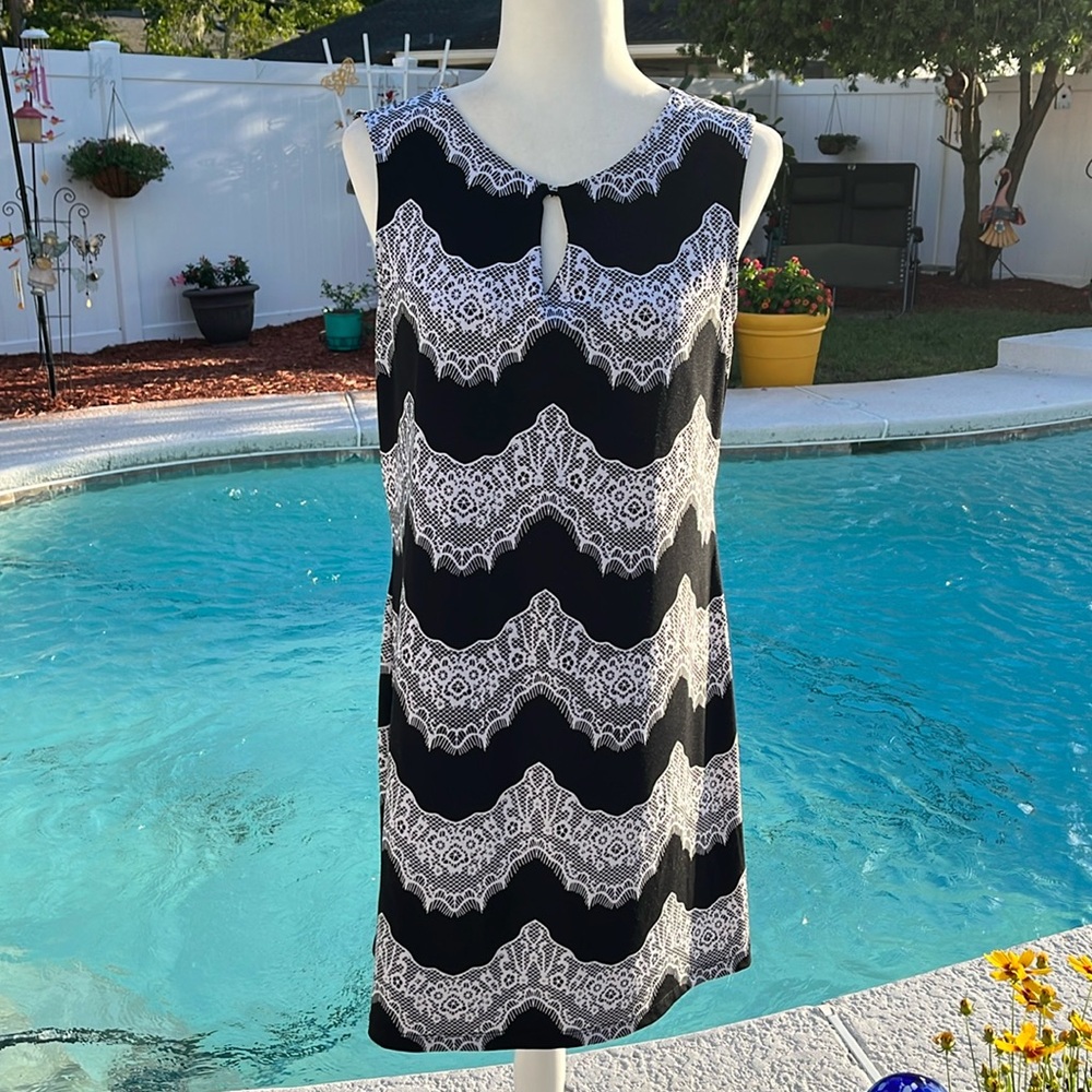 HAANI Women’s Sleeveless Black & White Dress SZ: Petite XL